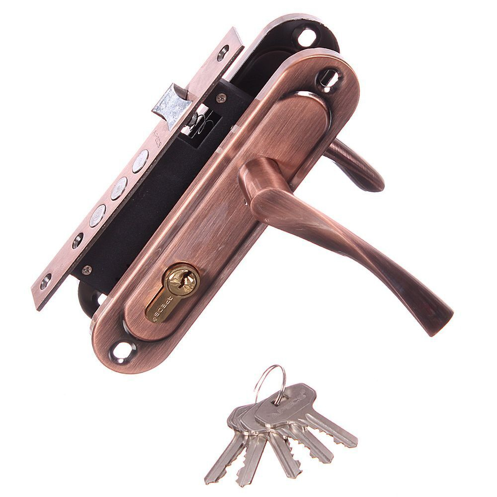 Замок врезной Apecs, 1023/60-АС, ручка в комплекте, цилиндровый, медный