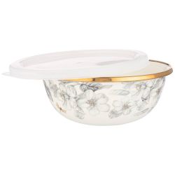 НАБОР МИСОК AGNESS ЭМАЛИРОВАН. С ПЛАСТИК.КРЫШКАМИ, СЕРИЯ ЯБЛОНЕВЫЙ САД, 6ПР.14/16/18СМ, 0,6/0,9/1,3Л