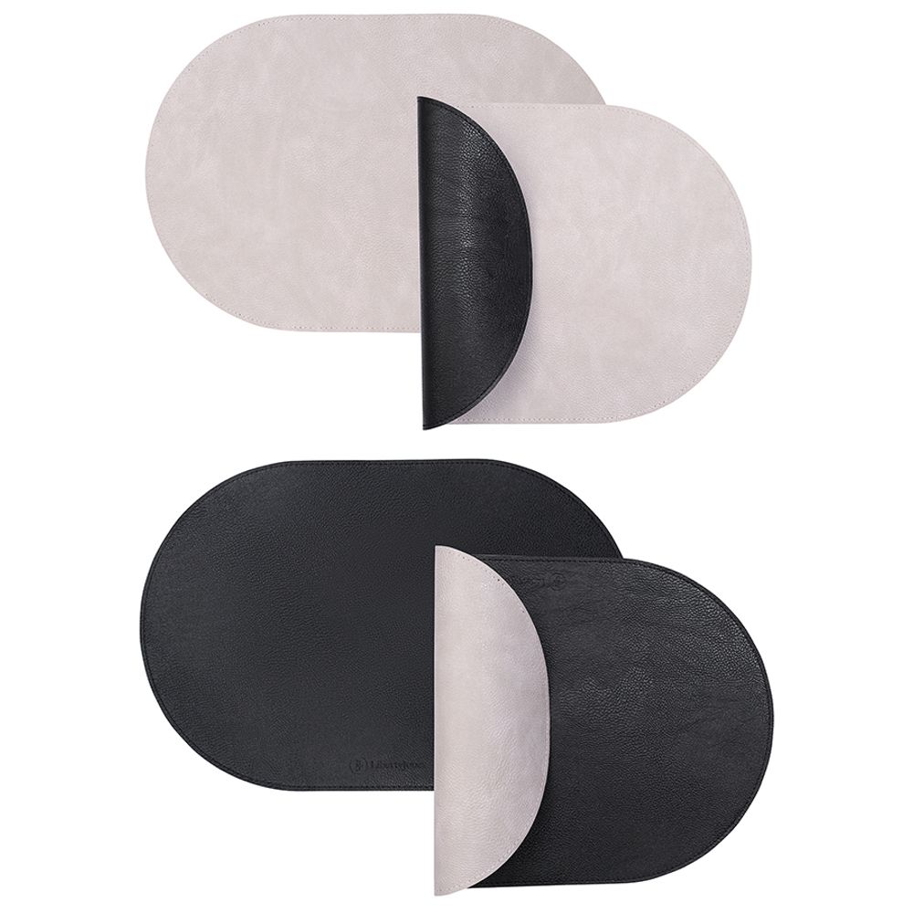 Набор из 4-х двухсторонних сервировочных салфеток Pool, 30х45 см, черный/светло-серый