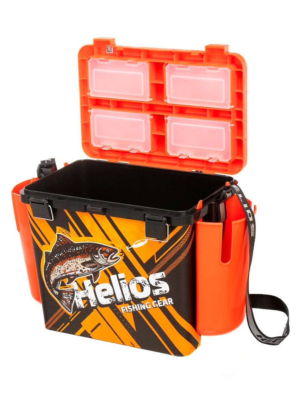 Ящик рыболовный зимний Helios FishBox TROUT оранжевый, с карманами (HS-FB-IML-19-O)