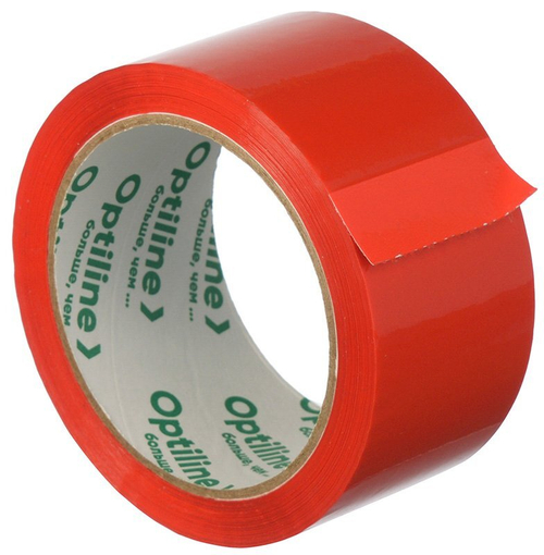 Скотч Optiline, ширина 48 мм, 45 мкм, 66 метров, красный, 36 штук