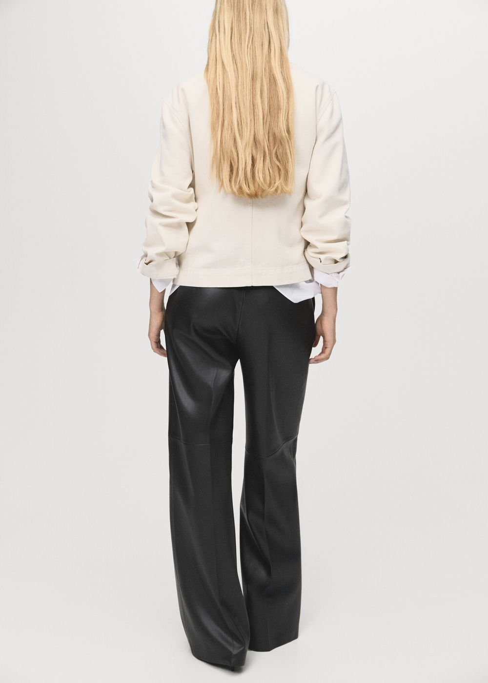 MANGO Джинсовая парка с контрастным воротником, экрю