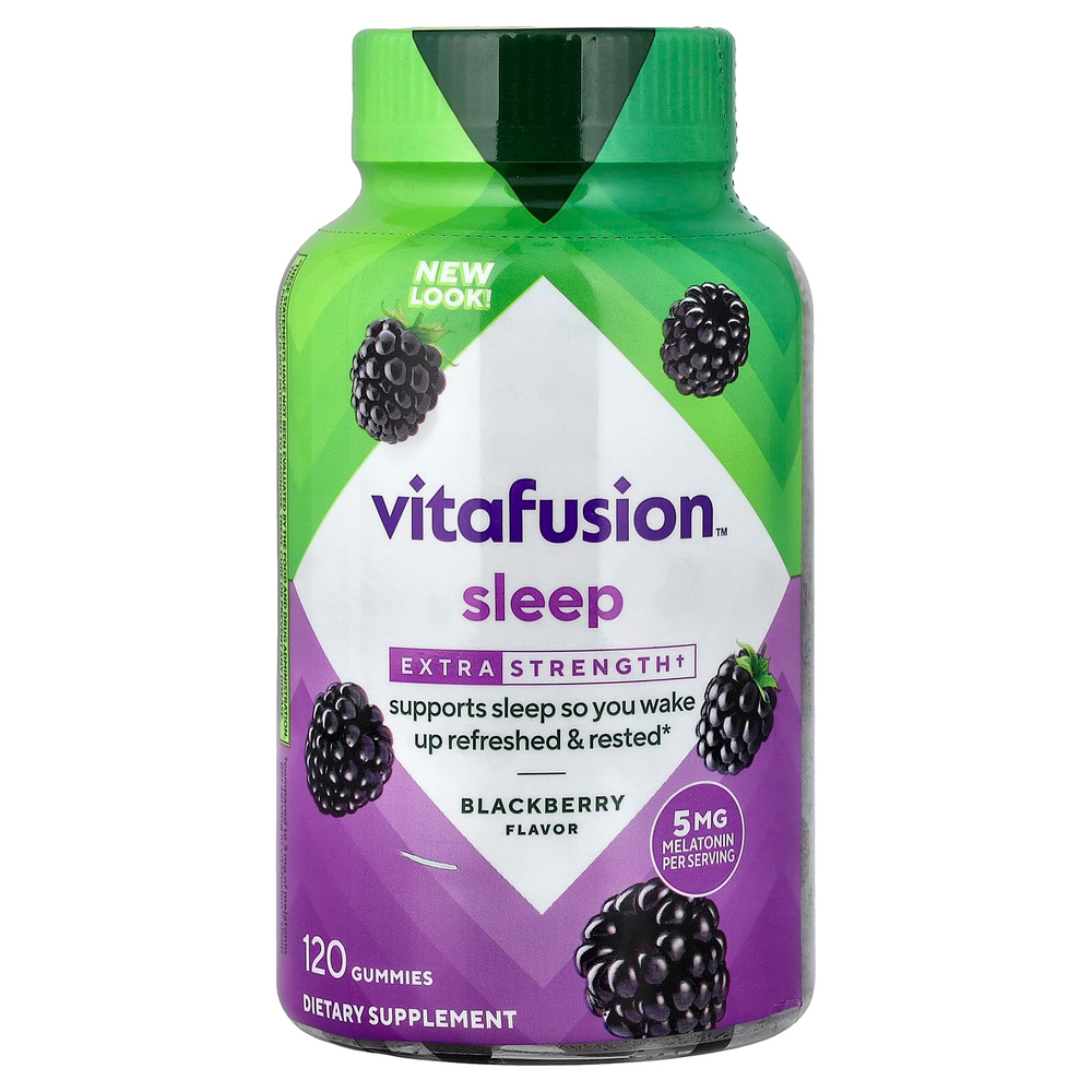 VitaFusion, Sleep, жевательные таблетки с мелатонином, ежевика, 120 жевательных таблеток (2,5 мг в 1 таблетке)