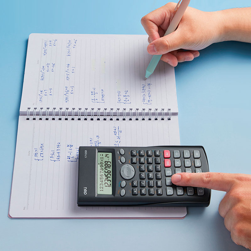 Калькулятор научный DELI "1710", 10+2 разряда, 240 функций, 162х84х19 мм, темно-серый