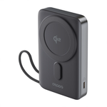 Внешний аккумулятор MagSafe с подставкой и встроенным кабелем Deppa NRG (Qi2) (10000 мА·ч) Беспроводная зарядка: Qi 15 Вт. Проводная зарядка: USB-C, встроенный кабель USB-C. Сертификация Qi2. Есть дисплей и поддержка PD. Энергоёмкость — 38,5 Вт·ч. Максима