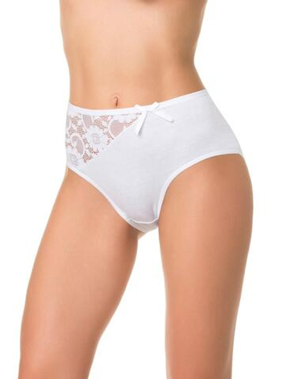Высокие трусики с кружевной вставкой (Размер: XL) (Цвет: белый)