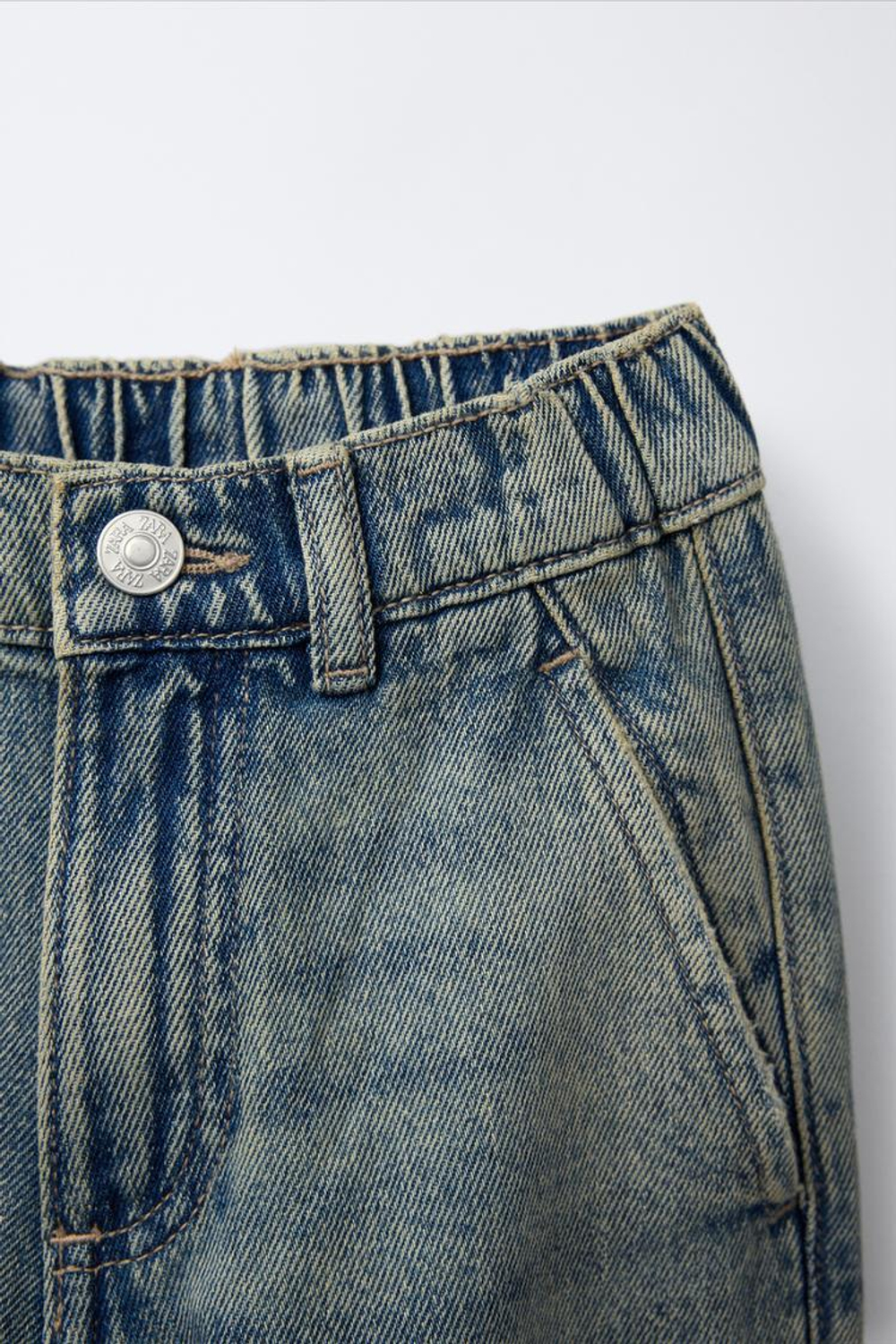 ZARA ДЖИНСЫ СВОБОДНОГО КРОЯ, ЗЕЛЕНОВАТО-СИНИЙ