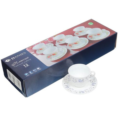 Набор чайный стеклокерам, 12 пр, 6 перс, 190 мл, Daniks, Эдем, подар уп