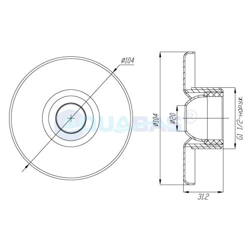 ФП.091.7/1 Форсунка подачи воды стеновая 1,5" наружн. (плитка) AISI-316