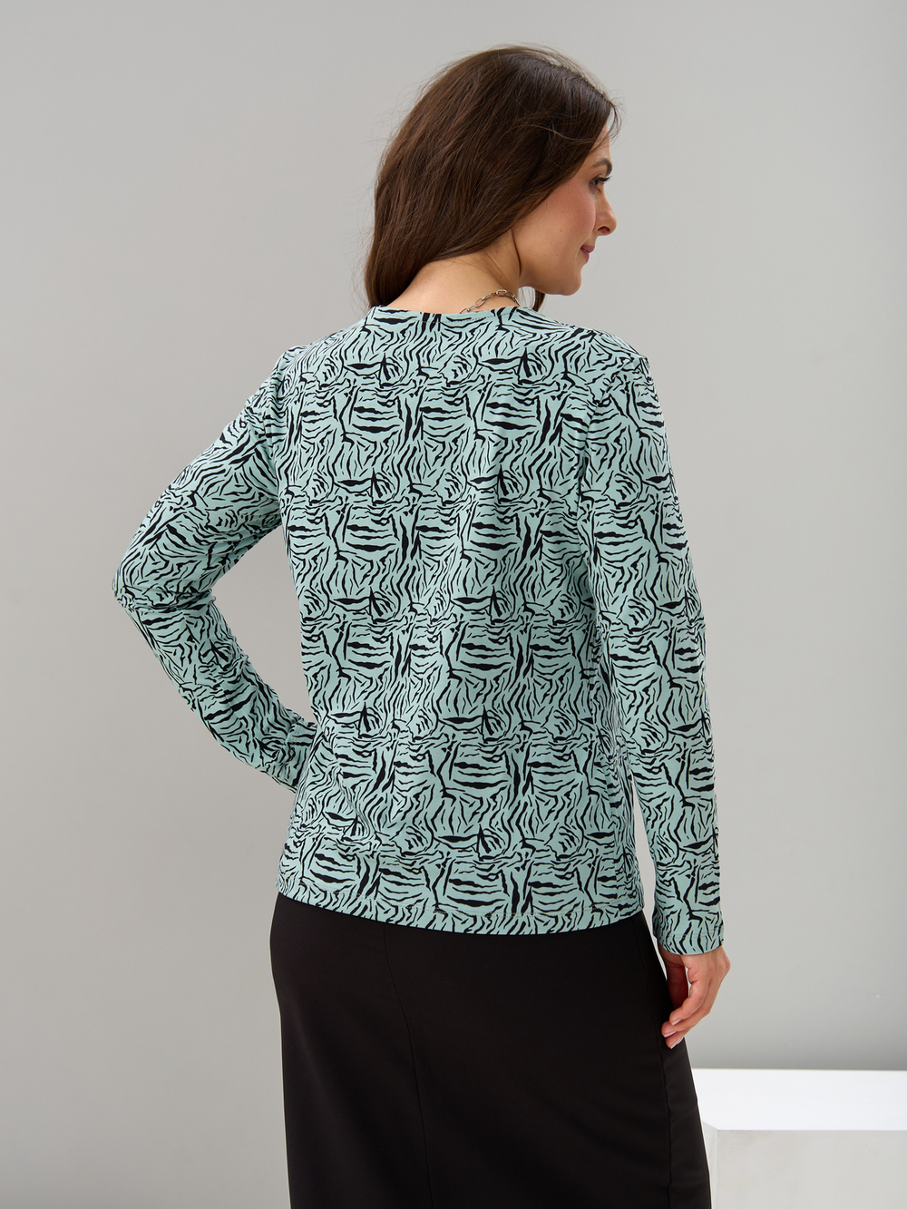 Лонгслив ЛНкл-081/шалфей-зебра