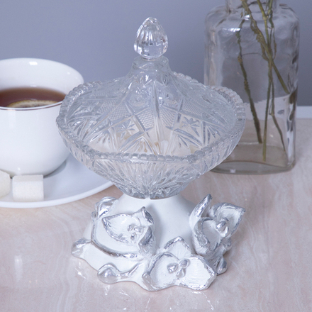 Сахарница стеклянная с крышкой Орхидея Лайм Белый