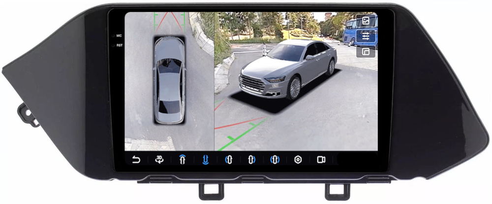 Магнитола для Hyundai Sonata 8 2020+ - FarCar BX1212M-360 монитор 10.36" 2K QLED на Android 13, 6Гб+128Гб, CarPlay, 4G SIM-слот, 4 камеры в комплекте