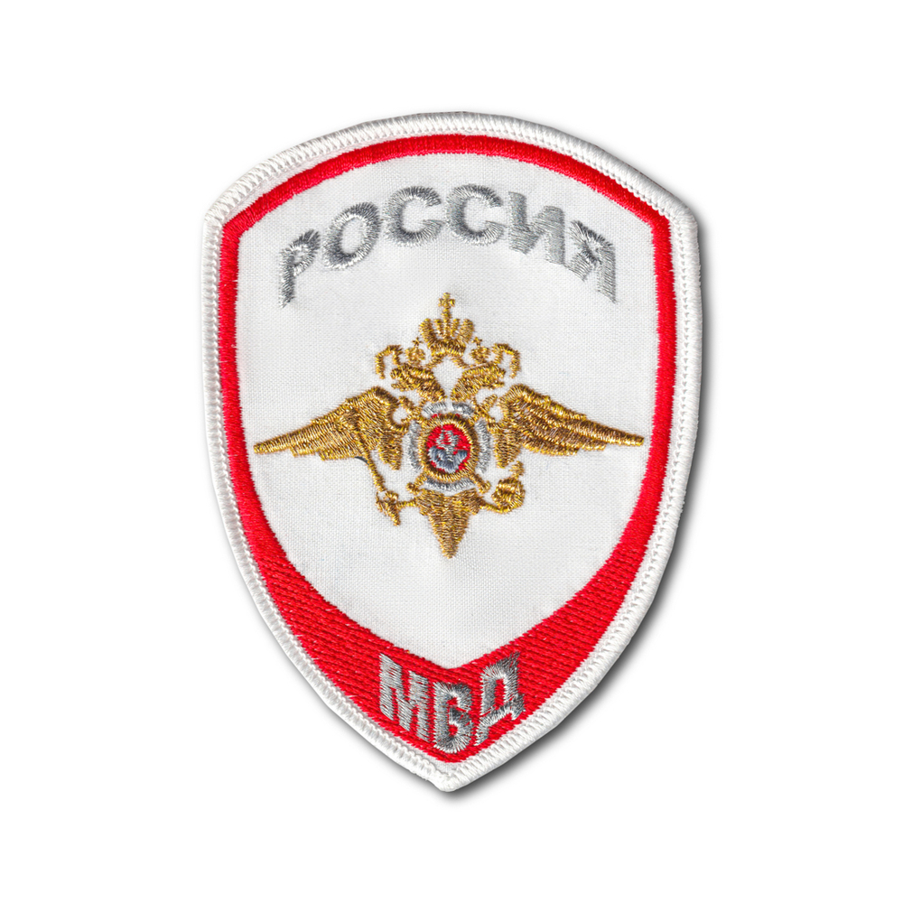 Нашивка ( Шеврон ) На Рукав Орел ( Общий ) Полиция Внутренняя Служба Металлизированная Белая | ATRIBUTICASTORE.RU