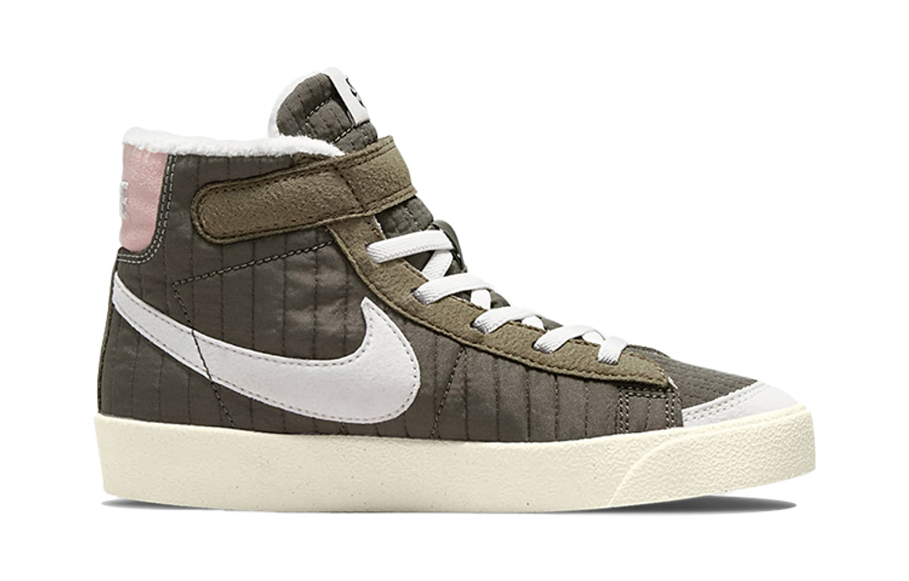 Middle-aged children's Nike Blazer'77 recyclable material wear-resistant non-slip mid-top sneakers green brown