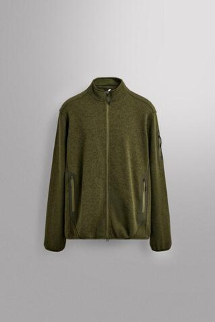 ZARA ВЯЗАНАЯ КУРТКА С ФЛИСОМ, ЗЕЛЕНЫЙ