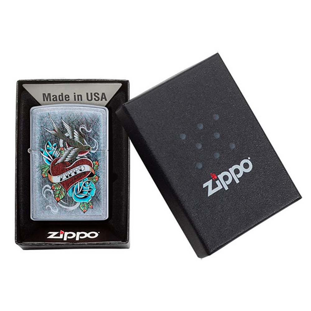Зажигалка Zippo Vintage Tattoo с покрытием Street Chrome