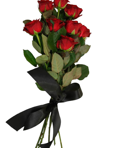 Траурный букет «8 бордовых роз»