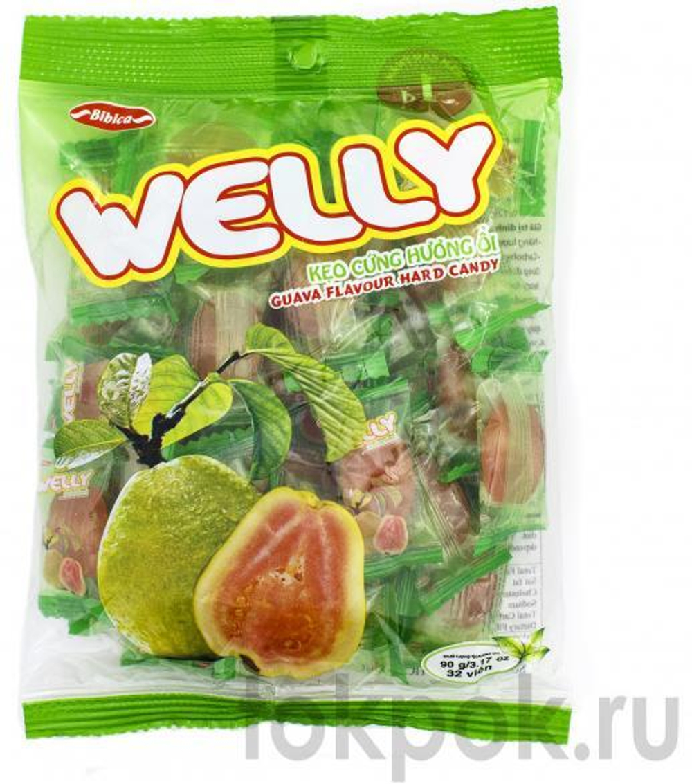 Конфеты со вкусом гуавы Bibica Welly Guava flavour hard candy, 90 гр