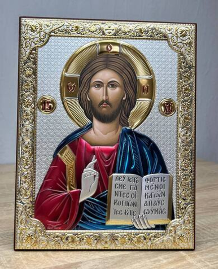 Спаситель, икона прямоугольная без рамки, красное дерево, эмаль 120х160