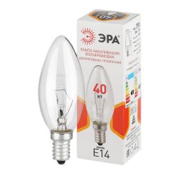 Лампочка ЭРА B36 40Вт Е14 / E14 230В накаливания свечка прозрачная
