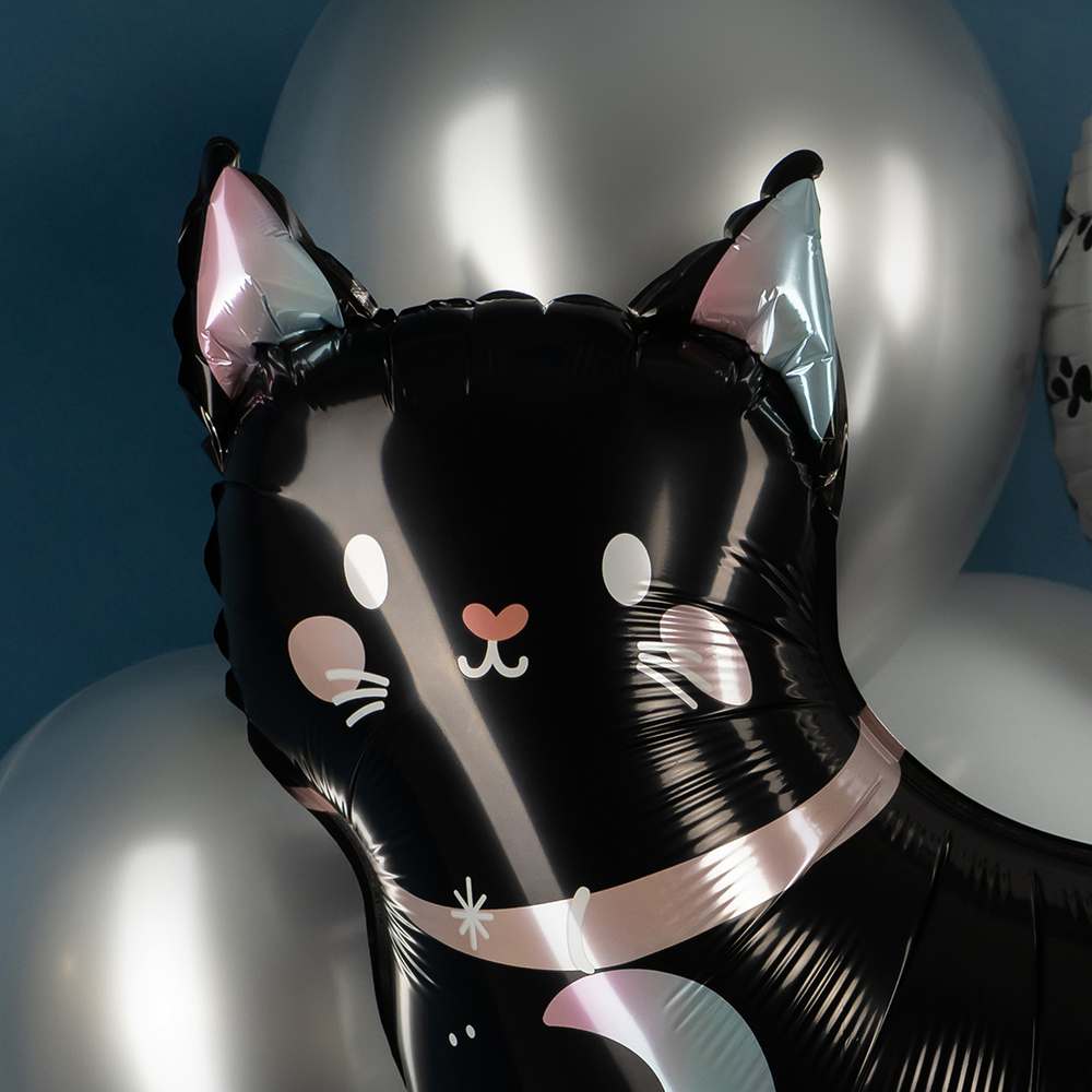 Фольгированный шар-фигура «Звездная кошка» в черном цвете, 98 см