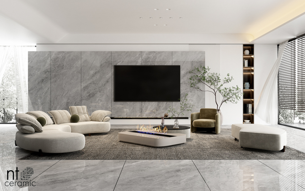 NT CERAMIC. Керамогранит Breccia Light Grey 120*240см.