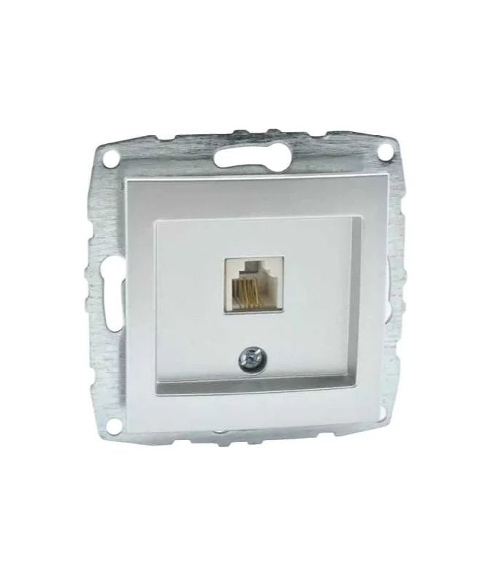 Розетка Телефонная цифровая RJ11 Серебро Mono Electric 500-002105-124