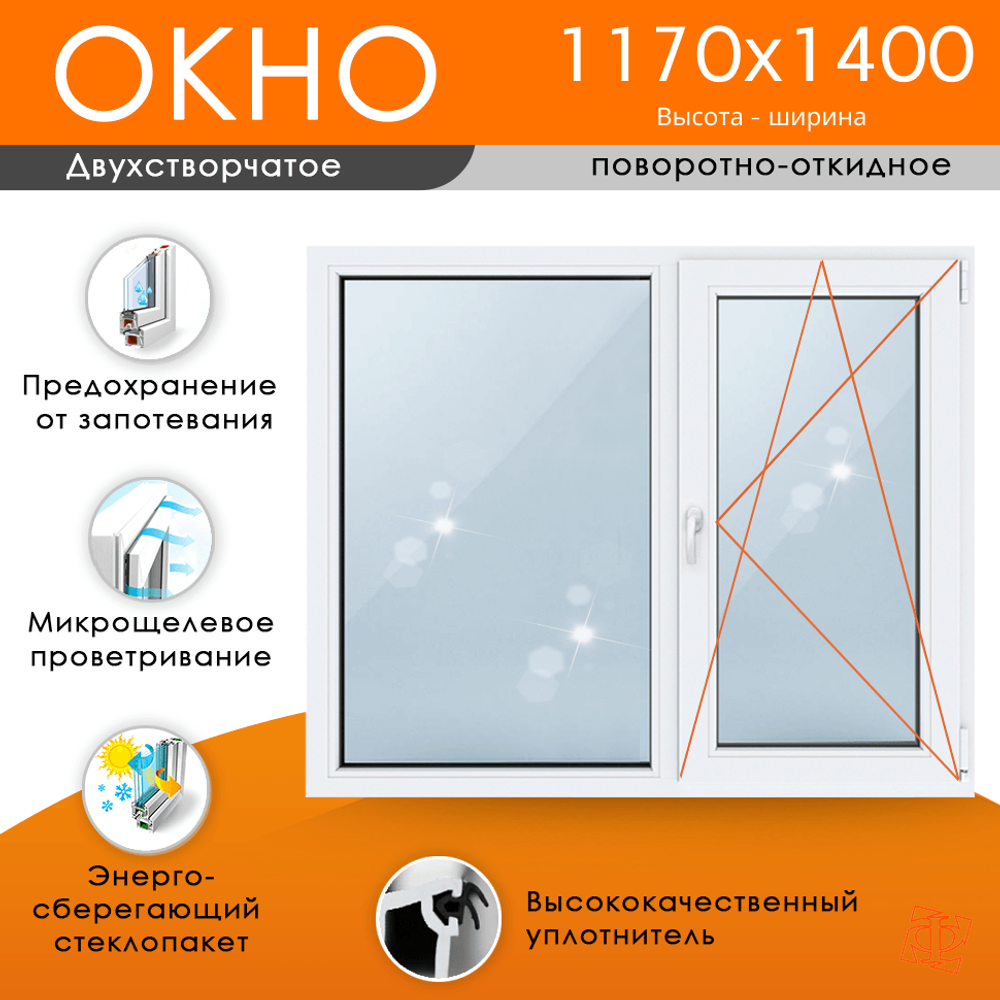 Пластиковое окно 1170 х 1400 ТермА Эко