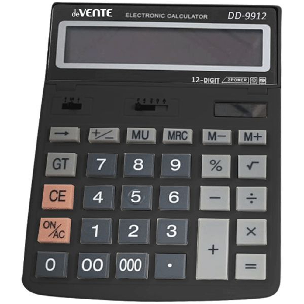 Калькулятор  12 разр. deVENTE"  настольный, черный DD-9912