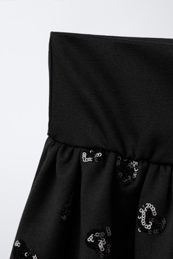 ZARA ЮБКА С ОБЪЕМНЫМ ПОДОЛОМ И БУСИНАМИ В ФОРМЕ СЕРДЕЦ, РОЗОВЫЙ