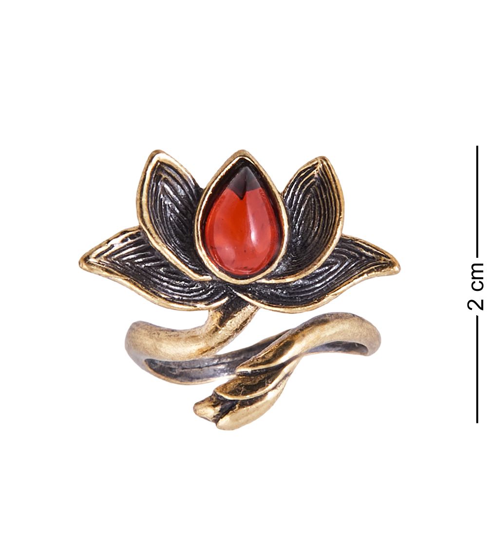 AM-3859 Кольцо «Лотос Райский» (латунь, янтарь)
