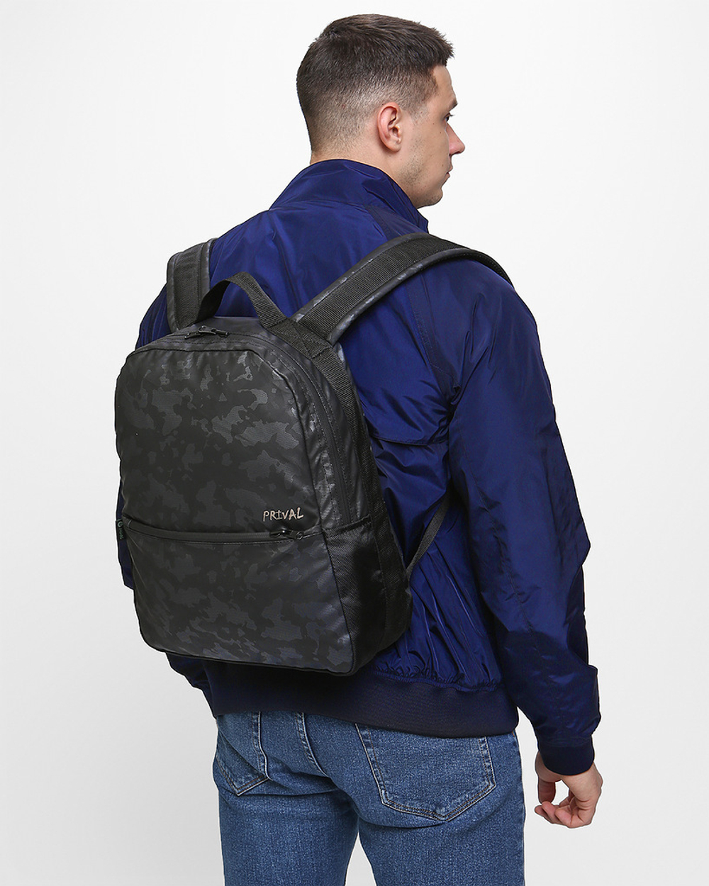 Рюкзак городской мужской Prival Stark 15л, тёмно-голубой камуфляж