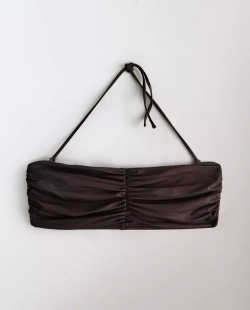 ZARA HOME ПЛЯЖНЫЙ ТОП БЕЗ БРЕТЕЛЕЙ, КОРИЧНЕВЫЙ