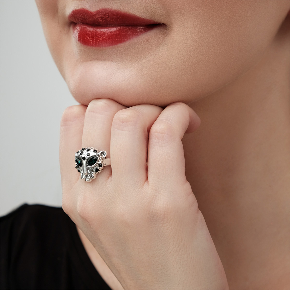"Тагир" кольцо в серебряном покрытии из коллекции "Дикие кошки" от Jenavi