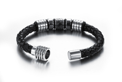 Браслет из кожи и стали SteelMan mn043