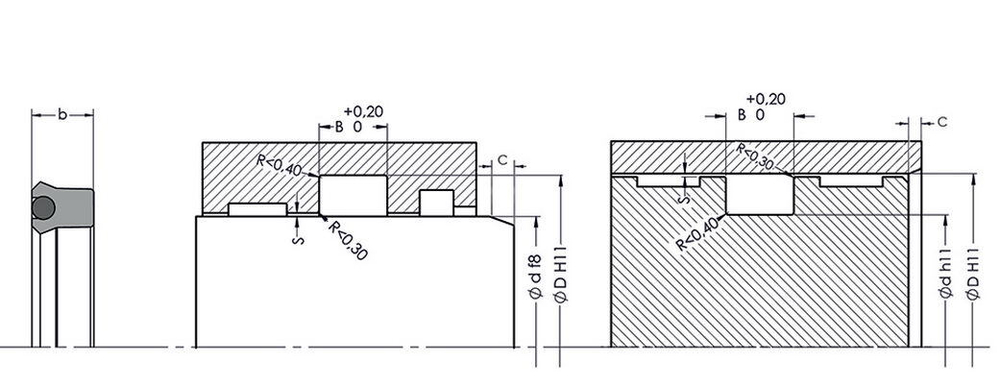 A175-044 PU Высокоэффективное U-образное симметричное уплотнение 44,45-53,98-9,53/10,49