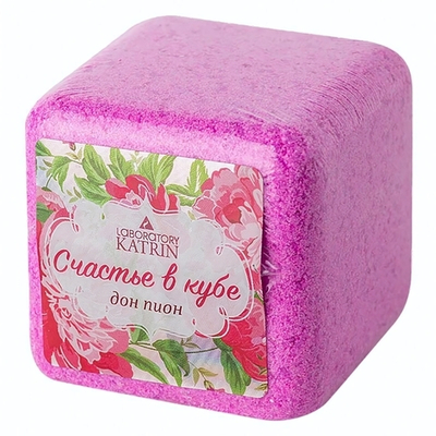 Шипучая соль для ванн «Счастье в кубе» с ароматом пиона - 130 гр.