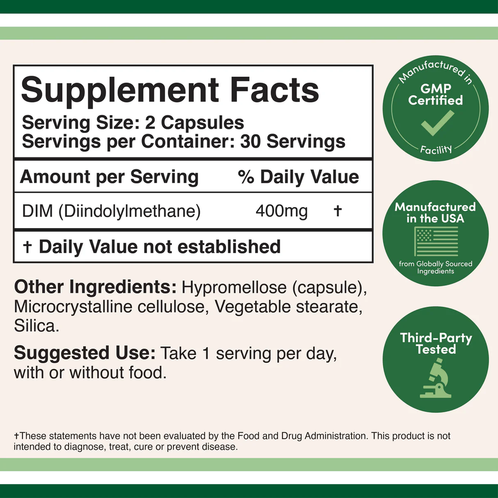 Double Wood Supplements - DIM (Diindolylmethane) - 60 x 200 mg capsules