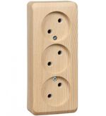 Schneider Electric ЭТЮД Сосна Розетка 3-местная открытая установка без заземляющих контактов без шторок 16А, 250B,. PA16-009D