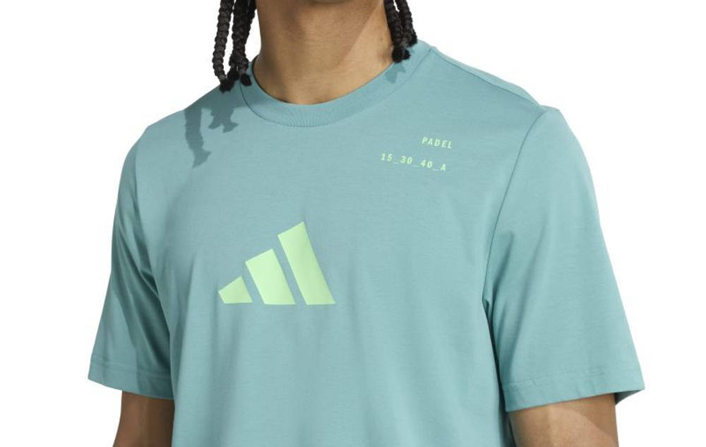 Мужская теннисная футболка Adidas Padel Категория Графика - бирюзовый порошок