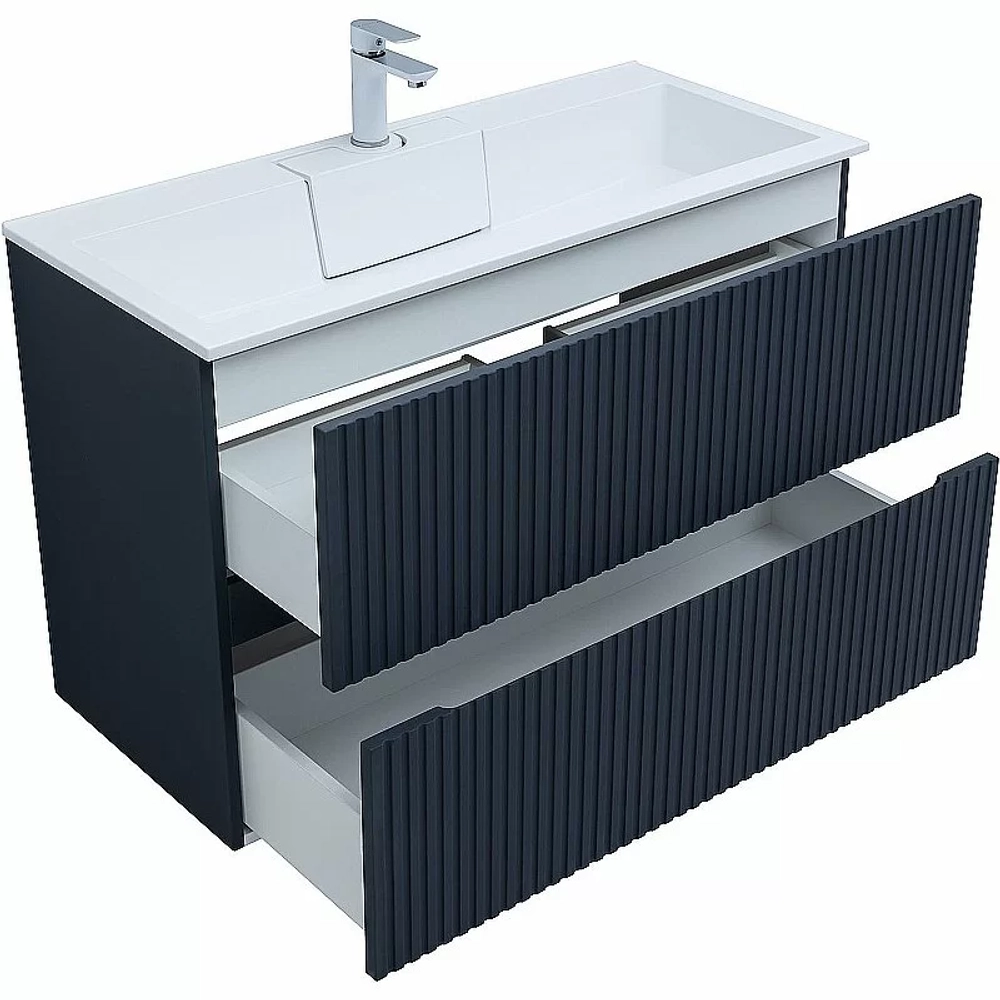 Тумба Aquanet Джейн 100 313304 с раковиной Flat 100 254365 маренго