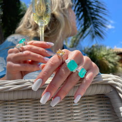 Серебряное кольцо с турмалиновым кварцем и фианитами