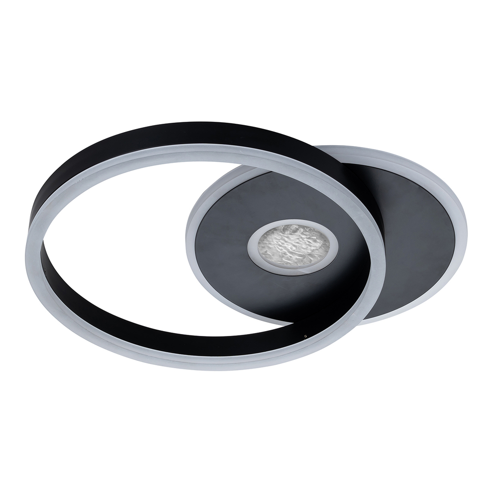 Потолочный светодиодный светильник с подсветкой 45Вт, 3786Лм, 3000-6000К, Ra>80, плавная регулировка мощности, изменение цветовой температуры, ночник, пульт, металл/акрил, черный/белый