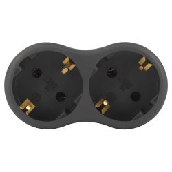 Разветвитель электрический ЭРА SPx-2e-B на 2 розетки с заземлением 16А черный