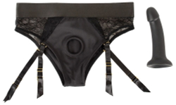 Черный женский страпон Strap-on Set: трусики и насадка