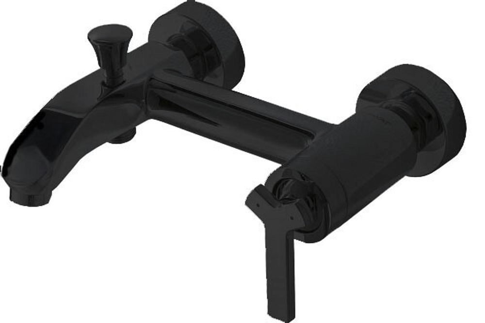 Смеситель для ванны Bravat Waterfall black короткий излив, черный (F673107BM-01)