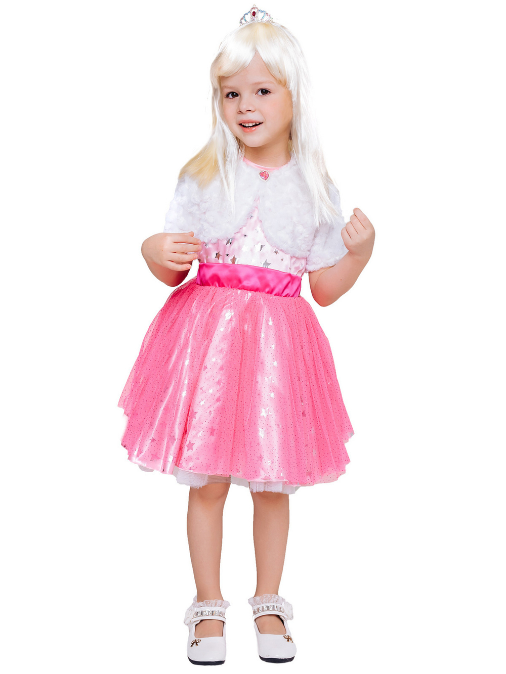 Карнавальный костюм "Барби" (платье, парик, диадема, болеро) ПУГОВКА 2094 к-20 (асс., 128)