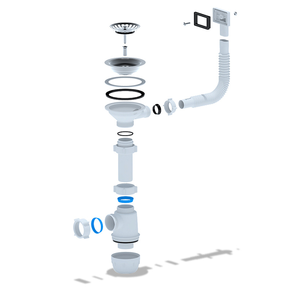 Сифон Ани Пласт Грот 3 1/2"*40 с гибким переливом (A0145S)