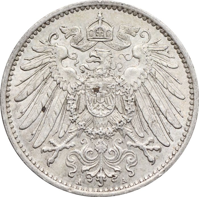 1 марка 1915 Германская Империя "A" XF