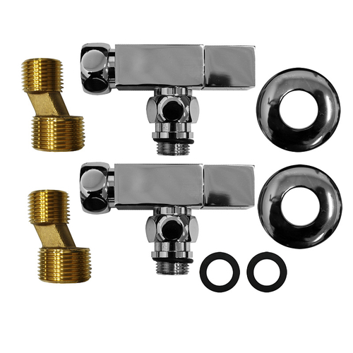 Соединение угловое с квадратным вентилем для полотенцесушителей Azario гайка-штуцер 3/4"х1/2", хром (4620768888861)